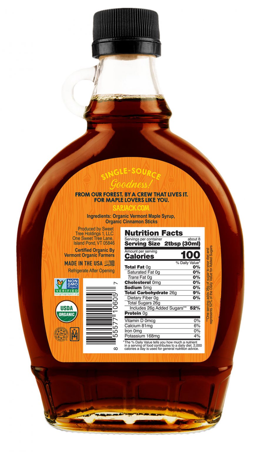 CINNAMON MAPLE Grade A Organic Golden Maple Syrup Made with Cinnamon